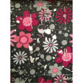 300d Flower Black Coat PVC Print Polyester Fabric
